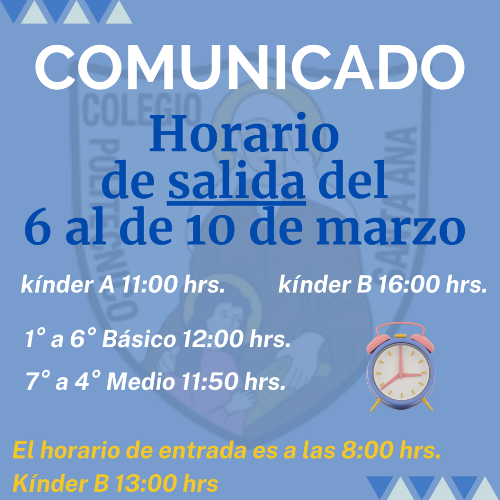 Horario de Salida semana del 6 al 10 de marzo