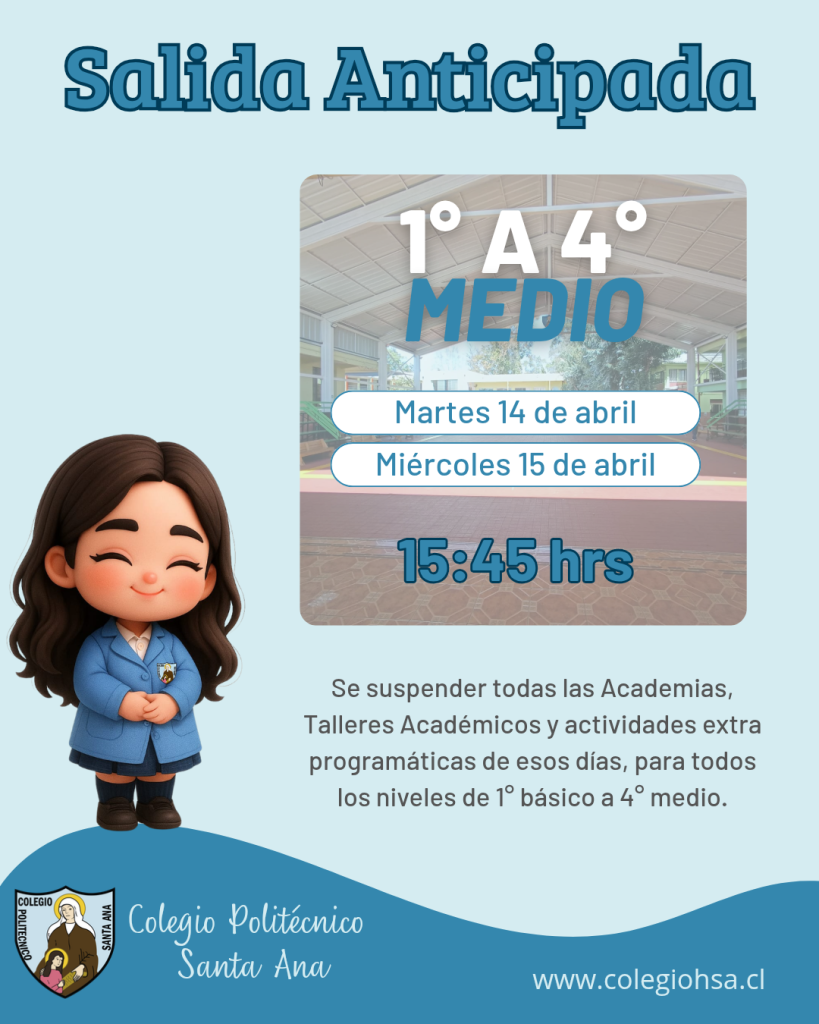 Salida anticipada para 1° a 4° medios
