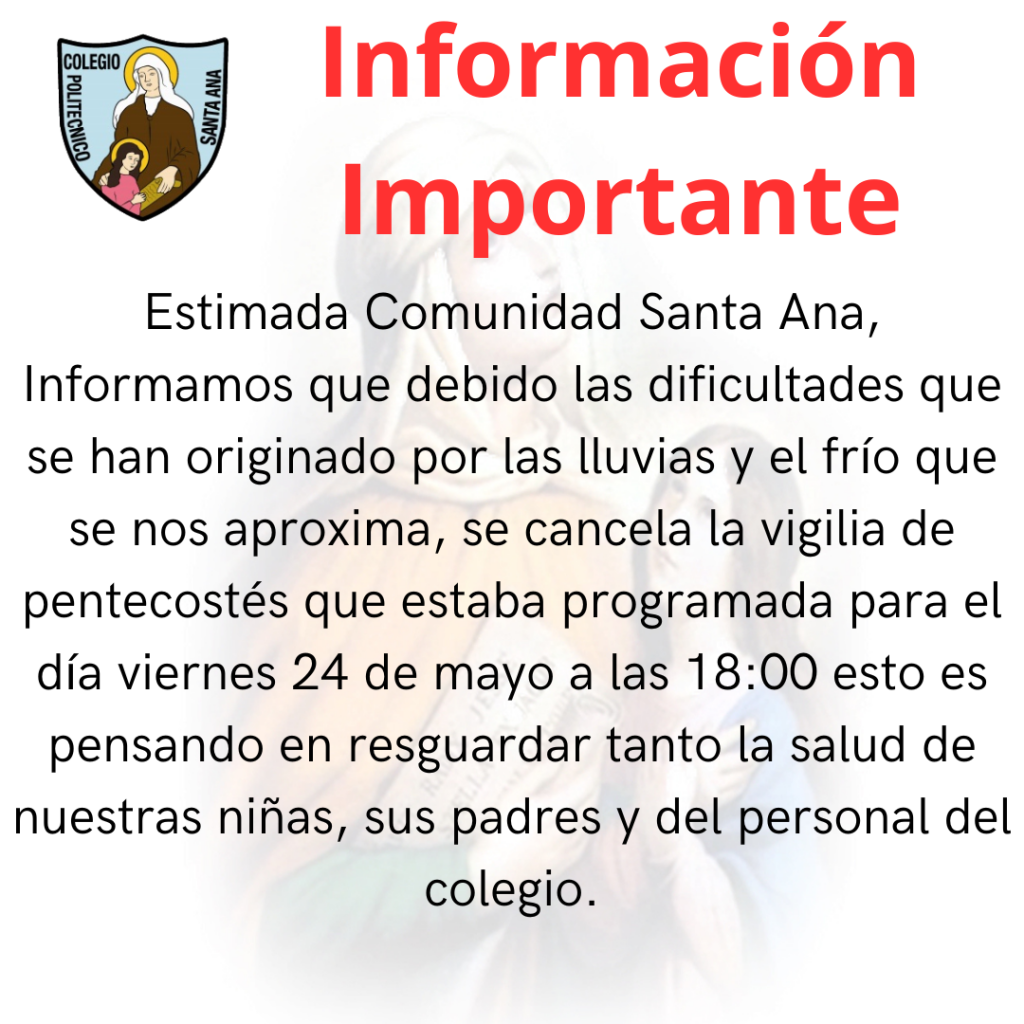Vigilia de Pentecostés "Cancelada"