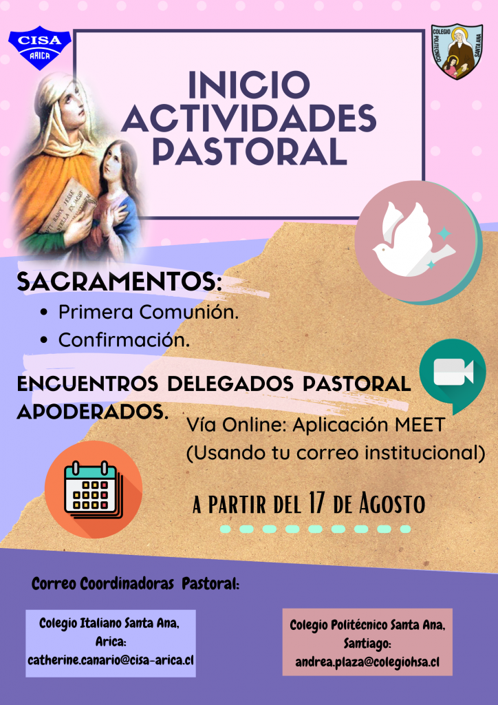 Inicio Actividades Pastorales 17 de agosto 2020