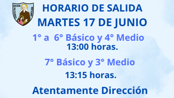 Horario de Saluda Martes 17 de Junio