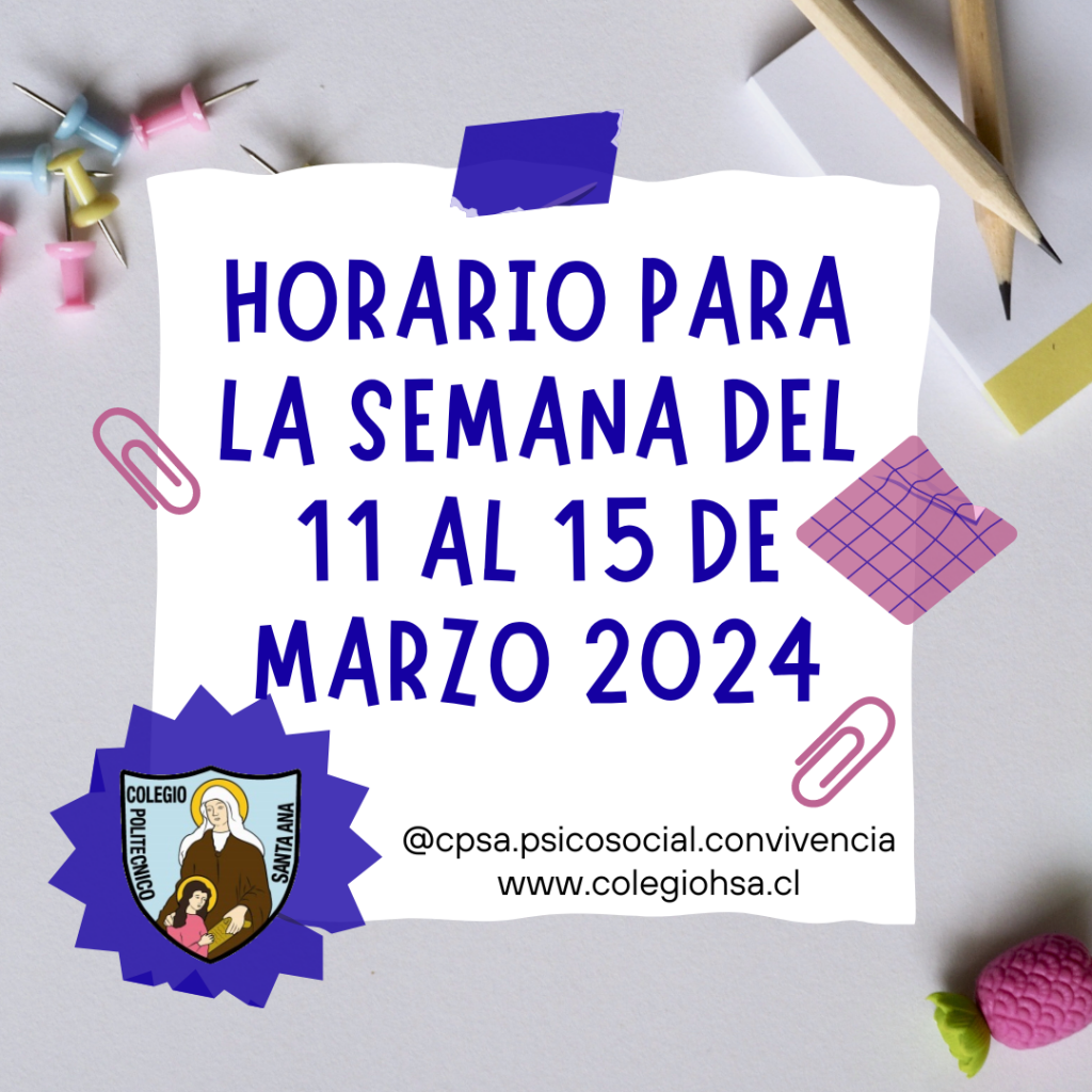 Horario para la semana del 11 al 15 de Marzo