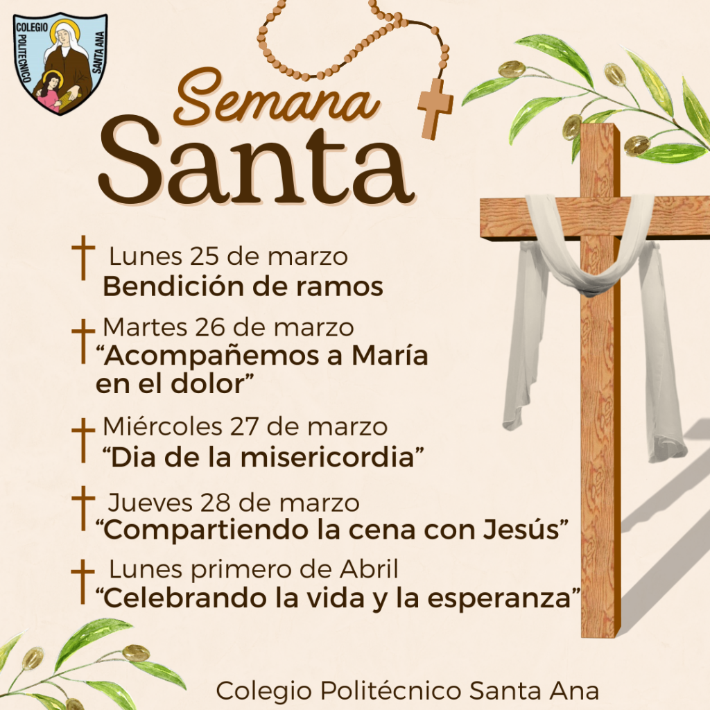 Conoce las actividades de Semana Santa desde el lunes 25 al 28 de marzo y 01 de abril.
