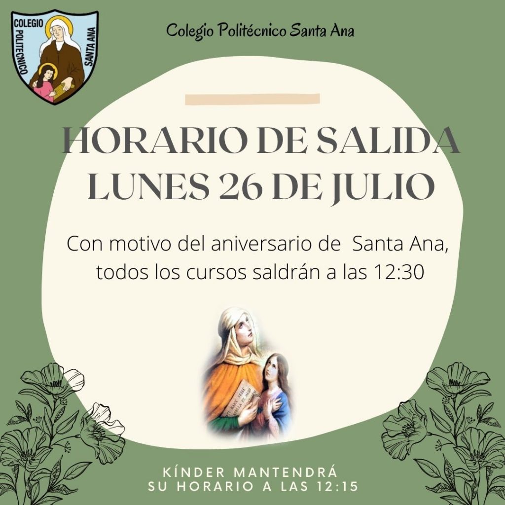 Horario de salida lunes 26 de julio